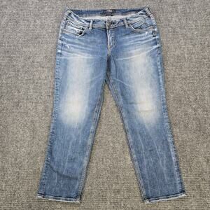 Silver Jeans Sam Womens Sz 14 or 33x26  Blue Straight Stretch Mid Rise
